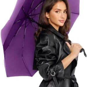 Windproof Umbrella Windproof Travel Umbrella - Compact, Light, Automatic, Strong and Portable - Wind Resistant, Small Folding Backpack Umbrella for Rain - Men and Women