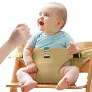 Lychee Baby Dining Chair Safety Seats with Straps, Toddler High Chair Harness Belt, Portable Feeding Booster Seat Strap for Travel/Home/Restaurants/Shopping (Khaki)