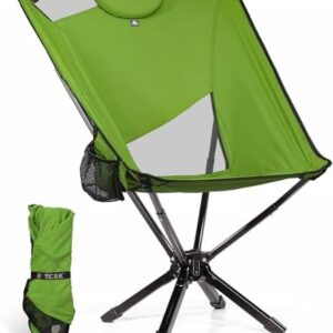Portable High Back Camping Chair with Adjustable Height, Small Compact Outdoor Folding Chair for Adults Travel, Ristlite Collapsible Lightweight Packable Camp Chairs, Easy Carry and Quick Setup