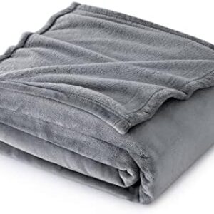 Bedsure Fleece Throw Blanket for Bed - Soft Cosy Fluffy Blankets for Sofa, Warm Double Throws for Audlts, Silver Grey, 150x200 cm