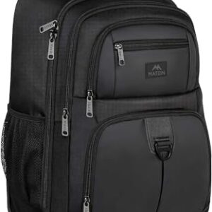 MATEIN Travel Backpack with Wheel, Wheeled Rucksack Suitcase with 4Wheels, 17Inch Laptop Trolley Bag Men Carry On Backpack for Plane Hand Luggage Women Flight Approved Rolling Back Pack for Trip,Black