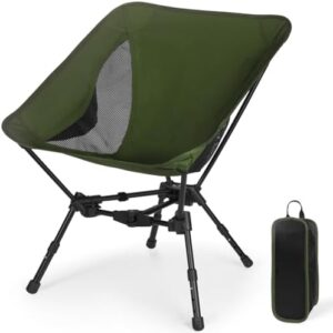 Portable Camping Chair Backpacking Chairs: Ultra Light Height Adjustable Foldable Outdoor Chair Setup in Fast Upgraded Aluminum Frames for Picnic Festival Outside Travel (Military Green)