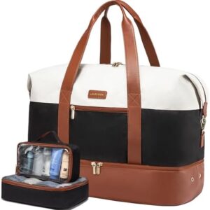 LOVEVOOK Cabin Bag 45x36x20 for Easyjet, Waterproof Travel Bags for Women Hospital Holdall Overnight Duffle Bag with Shoes Compartment, Carry On Hand Luggage for Underseat