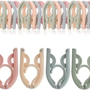 Portable Travel Hangers, 12 PCS Portable Folding Plastic Clothes Coat Hangers, Magic Folding Coat Racks Multifunction Travel Accessories for Home Travel Outdoor Camping, 4 Colors