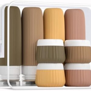 Gemice Travel Bottles for Toiletries 8 pcs Tsa Approved Travel Size Toiletries 90ml Travel Containers for Toiletries BPA free Silicone Cream Jars Leak Proof Silicone Squeezable Travel Essentials