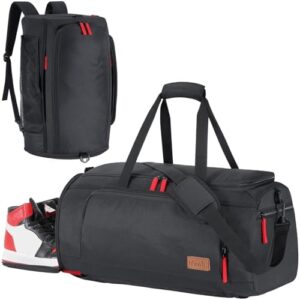 Lifewit Sports Gym Bag, Large Travel Duffle Bag with Shoe Compartment for Travel Duffel Overnight Weekender Bag, Black