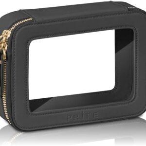 Prite Clear Makeup Bag with Gift Box Waterproof Cosmetic Case Travel Toiletry Bag Car Essentials with Double Zippers (Black)