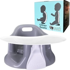 Baby Floor Seat Booster Chair for Sitting Up with Removable Tray for Meals and Playtime, Developed with Physiotherapists for Safe and Healthy Hip Development and Posture (Grey)