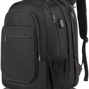 MATEIN Travel Laptop Backpack, Large Expandable Rucksack 15.6 Inch with USB Charging Port, Anti Theft Business Backpack for Men Women, Water Resistant Laptop Bag for School College Work, Black