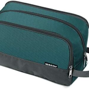 WANDF Toiletry Bag Water-Resistant Nylon Travel Wash Bag Lightweight Dopp Kit for Men and Women (A-Malachite Green)