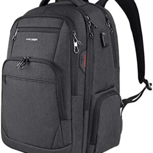 School Laptop Backpack 17.3 Inch Large Travel Computer Backpack Water-Repellent Daypack with USB Charging Port & Headphone Interface RFID Pockets