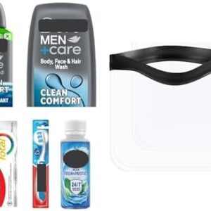 Men’s Travel Toiletries Set – Mini Essentials with Clear TSA-Approved Bag for Holidays & Flights
