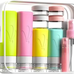INSFIT 17 Pack Silicone Travel Bottles Set - CAA Compliant Leakproof Toiletries Containers, Reusable Travel Size Accessories for Women & Men, Airplane Essentials, Shampoo Lotion Organizer