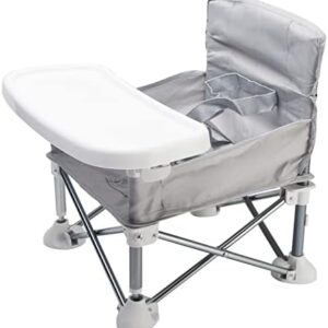 Travel Booster Seat with Tray for Baby, Portable Foldable High Chair Toddler Seat for Eating, Folding Feeding Booster Seat for Indoor/Outdoor Aluminum Alloy Children Dining Chair