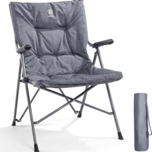 EVER ADVANCED Camping Chair for Adults, 6 CM Padded Folding Chair for Heavy People 180kg Loadable with Hard Armrest, Outdoor Garden Foldable Portable Beach Fishing Indoor Picnic
