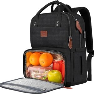 MATEIN Laptop Lunch Backpack, Picnic Backpack with Insulated Compartment, 17 Inch Ice Rucksack for Men Women with USB Port, Cooler Lunch Bag for Camping Travel Business Work, Black