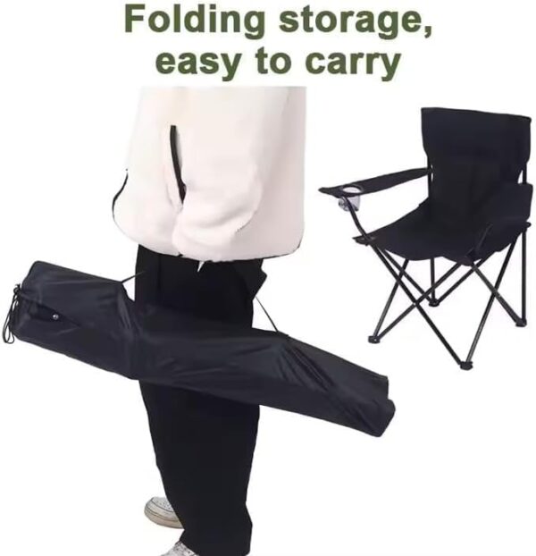 Efforias Camping Chair Lightweight Folding Cup Holder Carry Bag 100kg Capacity (Pack of 1, Black) - Image 5