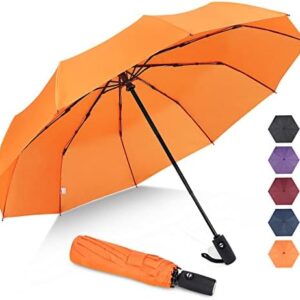 Compact Umbrella, Auto Open & Close Travel Folding Umbrella, Windproof Fast Drying Umbrella with 10 Ribs, Slip-Proof Handle Design for Easy Carry