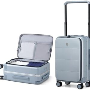 Hanke Top Open 20 Inch Cabin Suitcase Hard Shell Suitcase with Wheels Wide Handle Carry On Luggage Aluminum for Travel Hand Luggage,Grey