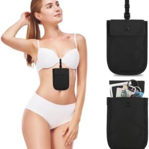 Money Belt for Travel Women Bra Wallet Hidden Travel Pouches Under Clothes Anti Theft Secret Pocket with Adjustable Elastic Strap for Money Credit Cards Valuables Fits All Bra Sizes
