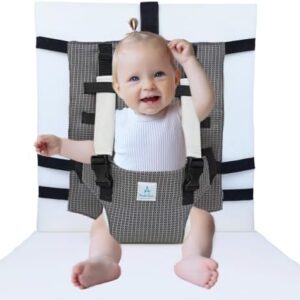 Feeding Safety Harness for Baby β Portable Travel Highchair Seat Cover, Universal Fit Chair Strap, Enhanced Soft Breathable Polyester, Comfort and Gentle on Little Toddler's Skin (Grey)