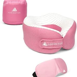 ADKONTOR Travel Pillow Accessories Neck Pillow for Travel Airplane Memory Foam Pillow Comfortable for Plane Car Camping Holiday Essential Eye Mask Travel Bag Set