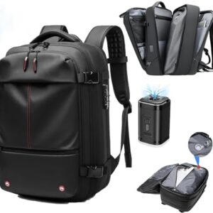 60L Travel Backpack Carry on Flight Approved, Expandable Backpacks with Electric Vacuum Pump, Water Resistant and Anti Theft Fit 17.3 inch Laptop Suitcase backpack for Men Women