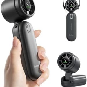 Diveblues iTurbo High-Speed Portable Handheld Turbo Fan, LED Display, 2000mAh Rechargeable Battery, 5 Wind Speeds, Up to 6H Runtime, Mini Fan for Travel, Commute, Outdoor, Gifts for Women Men