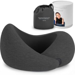 Ostrichpillow Go Neck Pillow - Premium Memory Foam Travel Pillow, 360º Ergonomic Design, Asymmetrical Sides, Travel Bag Included, Washable Modal Cover (Dark Night)