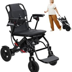 Electric Wheelchair, Lightweight Foldable Motorized Wheelchairs for Adults, 500W Portable Power Chair, 12 Miles Range, All Terrains Power Wheelchair for Seniors Travel, Home, Airline Approved Black