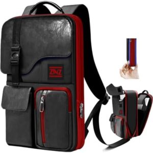 ZINZ Slim & Expandable Laptop Backpack 15.6 Inch Water Resistant Bag, Anti-Theft Travel Daypack for Men and Women,Black&Red