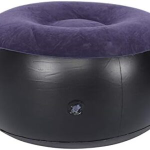 Inflatable Flocking Chair, Blue Inflatable Chair Footrest Indoor Outdoor for Home for Travel