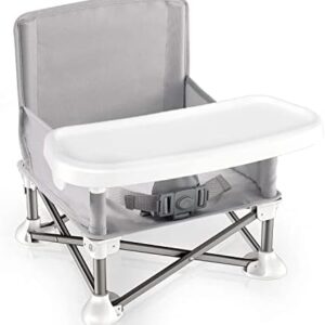 Baby Folding Dining Chair Portable High Multifunctional Child Little Seat Dining Aluminum Alloy Travel Compact Booster Seat with Tray