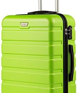 COOLIFE Suitcase Trolley Carry On Hand Cabin Luggage Hard Shell Travel Bag Lightweight with TSA Lock and Durable 4 Spinner Wheels (Apple Green, L(77cm 93L))