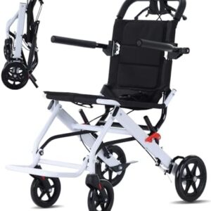 Broobey Ultra Light Portable Folding Transport Wheelchair Weight Only 8kg, Lightweight Transport Travel Chair Support 120Kg, Aluminum Wheelchair for Adults and Seniors
