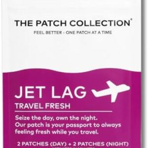 Jet Lag Patch for Day & Night Time Zone Changes | Melatonin, Valerian Root, Passion Flower, Magnesium, Vitamin B1, B2, B3, Turmeric | 100% Natural & Vegan (Pack of 4)