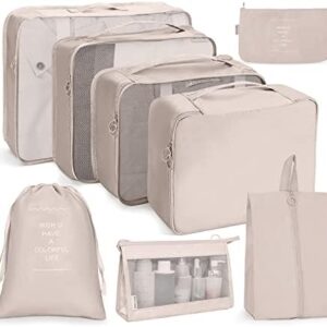 OSDUE Packing Cubes for Suitcase, 8PCS Thickening Travel Organiser Packing Bags Lightweight Travel Accessories Organizers Essentials Clothes Shoes Cosmetics Toiletries Storage Bags