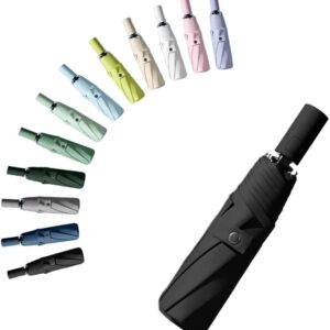 Travel Folding Umbrella Automatic Open/Close Handle Coating Layer Fabric Blocking/Portable Golf/Car Compact Umbrella/Lightweight Small Backpack/Rain Sun Anti UPF 50 UV Protection 99.9% /Men Women Kids