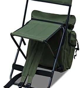 Abode Camping Hiking Travel Rucksack Folding Festival Stool Seat Back Pack Bag Chair w/Back Rest
