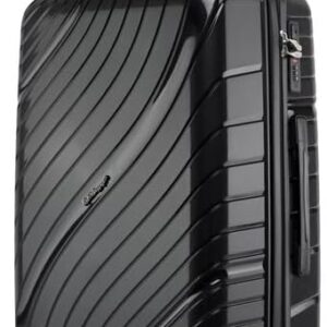 20 Inch Cabin Suitcase 100% Polypropylene Hard Shell with Aluminium Trolley Handle, Real TSA Secure Lock 3 Digit 360° Smooth Wheels Lightweight Suitcase|Black