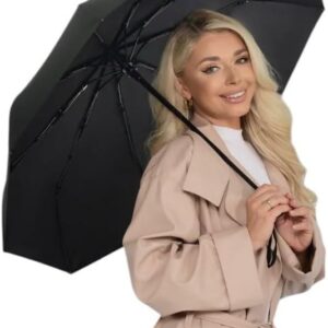 ROYALWORTH Windproof Compact Umbrella, Fast Drying, Sturdy [8 Ribs] Waterproof Reinforced Frame, Auto Open and Close, Non-slip Handle, Golf, Pocket, Travel Umbrella, For Men & Women, UV Protection