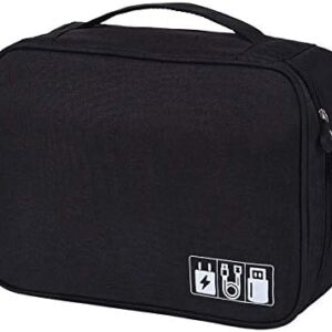 HCFGS Travel Cable Organiser Bag, Electronics Accessories Organizer Bag, Universal Carry Travel Gadget Bag for Cables, Power Bank,USB Drive, Charger Hard Disk (Black)