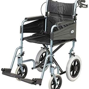 Days Escape Wheelchair, Lite Aluminium, Lightweight with Folding Frame, Mobility Aids, Comfortable Travel Chair with Removable Footrests, Narrow, Blue