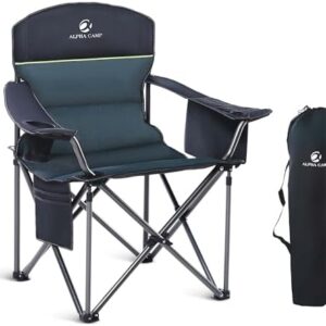 Camping Chairs for Adults Heavy Duty Camping Chair Up to 200 kg Folding Camp Chair with Cup Holder and Cooler Bag for Outdoor Picnic Fishing, Lightweight and Portable, Green