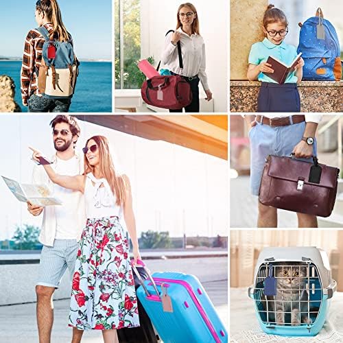 Luggage Tags, 6 Pcs Leather Baggage Labels Travel Luggage Tag with Name ID Card Suitcase Labels Tags for Luggage Bags Backpacks Cruise Waterproof Travel Accessories 6 Colors - Image 7