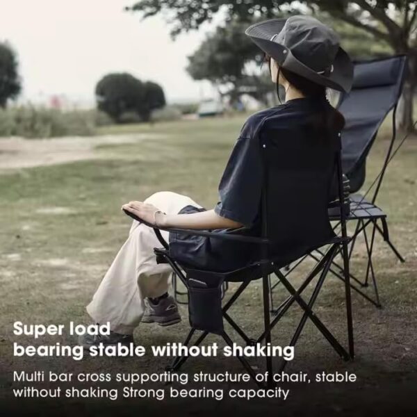 Efforias Camping Chair Lightweight Folding Cup Holder Carry Bag 100kg Capacity (Pack of 1, Black) - Image 4
