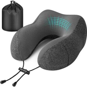Jiancrate Travel Pillow for Airplane, Neck Pillow for Travel, Memory Foam Travel Neck Pillow for Adults, Soft & Lightweight Flight Pillow, Ergonomic Neck Cushion With Carry Bag