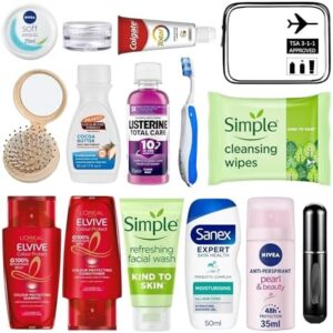 Womens Travel Toiletries Set - Travel Essentials, Holiday Essentials for Women, Hospital Stay, Camping, Overnight Stay-Airport Security Approved, Travel Bottles for Toiletries