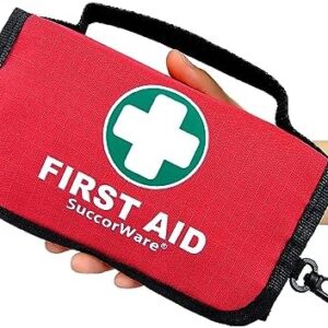 SuccorWare Small First Aid Kit - 100 Piece - Mini First Aid Kit for Home, Camping, Hiking, Backpacking, Travel, Vehicle, Outdoors - Emergency & Medical Supplies