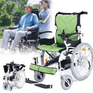 Self Propelled Electric Wheelchair for Adults with Arms, Elevating Leg Rests - Compact Transit Travel Chair for Elderly and Disabled - Mobility Aid Wheel Chair